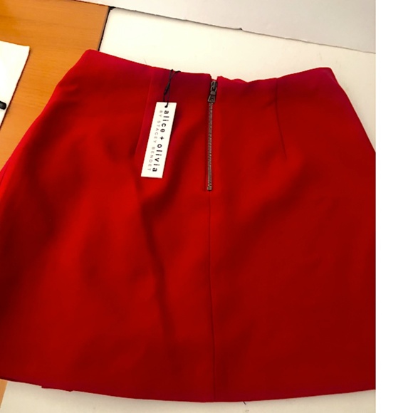 ALICE + OLIVIA  Alice + Olivia Semira Pleated Mini Skirt In Red - Picture 15 of 15
